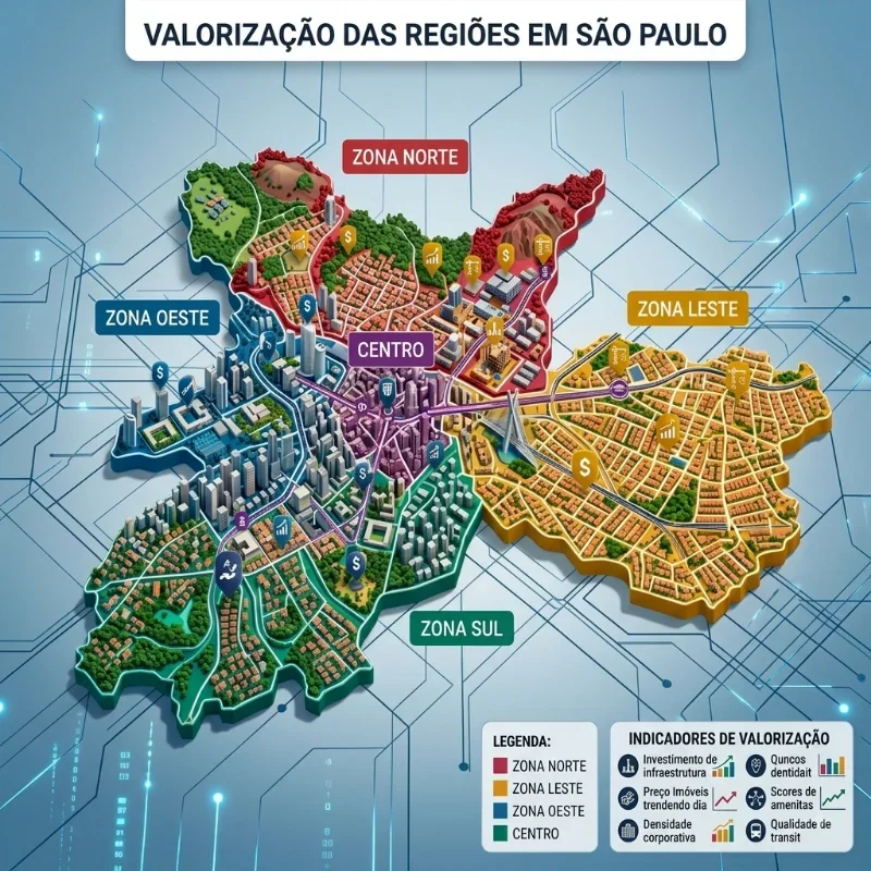 Mapa das zonas Norte, Sul, Leste, Oeste e Centro de São Paulo atendidas pela Seu Plano AP