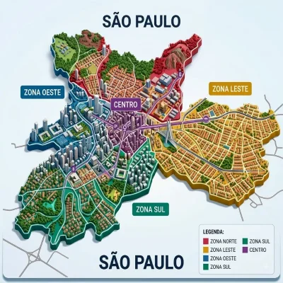 Mapa de valorização imobiliária das zonas Norte, Sul, Leste e Oeste