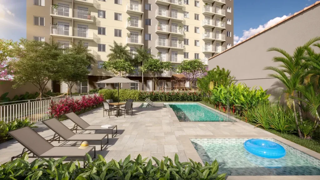 Piscina adulto e infantil do Plano&Vila Ema, apartamentos Minha Casa Minha Vida na Vila Ema, Zona Leste de São Paulo